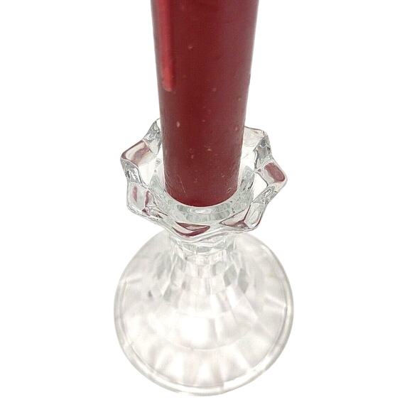 Vintage HOMCO USA Clear Crystal Glass Candle Holder Candlestick Lady Love 4" - Picture 3 of 5